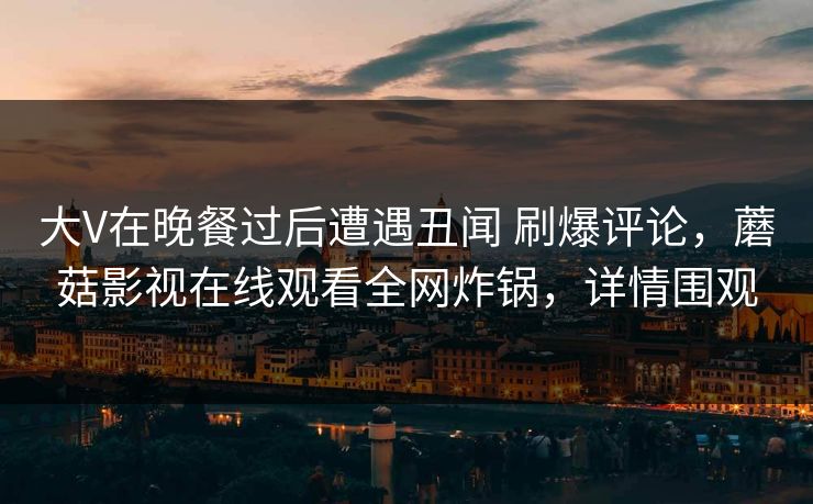 大V在晚餐过后遭遇丑闻 刷爆评论，蘑菇影视在线观看全网炸锅，详情围观